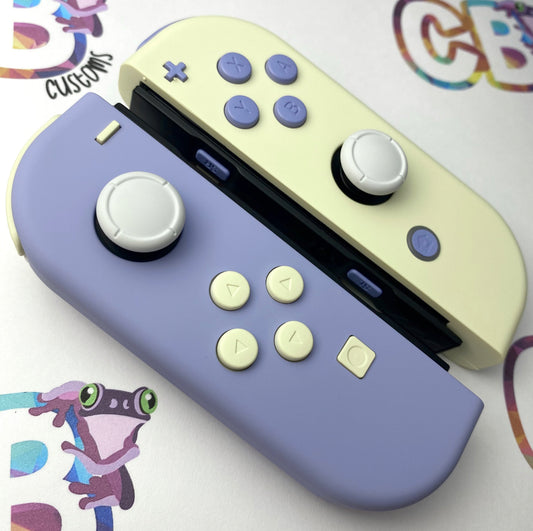 Light Cream & Violet with opposite color buttons Nintendo Switch Joycons Buttons Nintendo Switch Joycons  - Custom Nintendo Switch Joycon Controllers