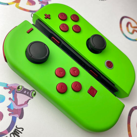 Apple Green & Vampire Red Buttons - Custom Nintendo Switch Joy-cons Controllers