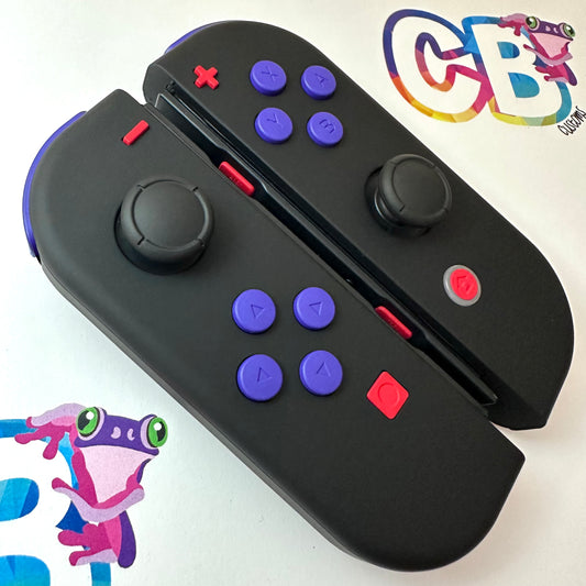 Black & Passion Red & Purple Buttons - Custom Nintendo Switch Joy-cons Controllers