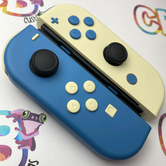 Airforce Blue & Light Cream with opposite color buttons - Custom Nintendo Switch Joy-cons Controllers