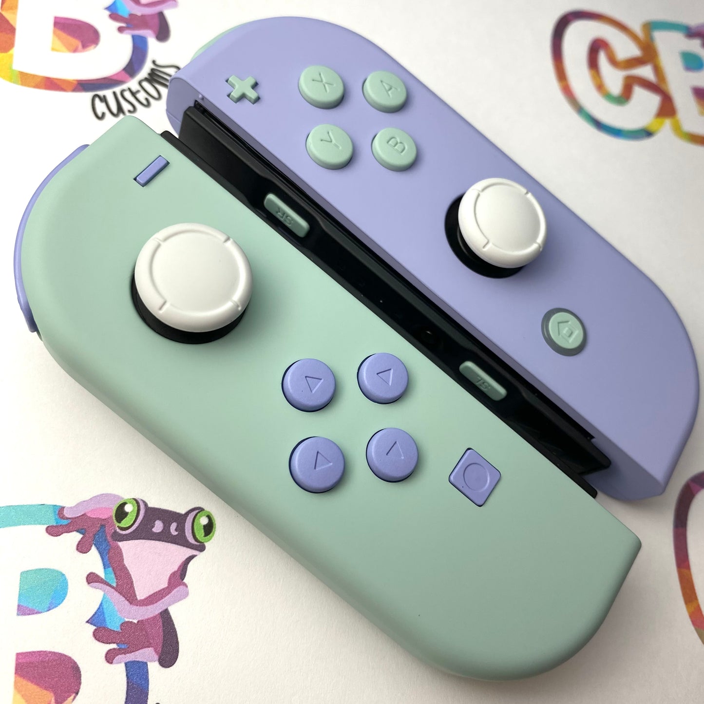 Light Cyan & Violet with opposite color buttons Nintendo Switch Joycons Buttons Nintendo Switch Joycons - Custom Nintendo Switch Joycon Controllers