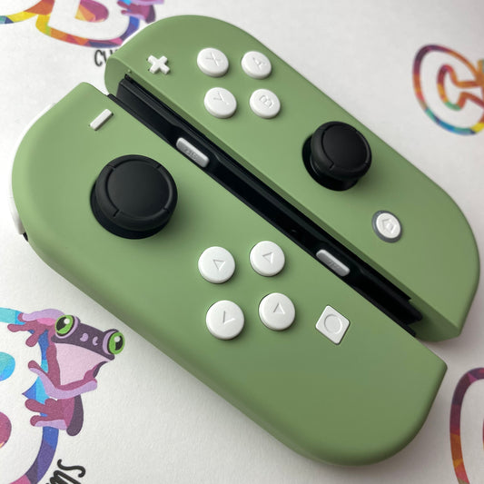 Matcha Green & White Buttons Nintendo Switch Joycons  - Custom Nintendo Switch Joycon Controllers