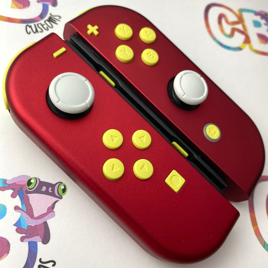 Vampire Red & Lemon Yellow buttons Nintendo Switch Joycons Buttons Nintendo Switch Joycons  - Custom Nintendo Switch Joycon Controllers