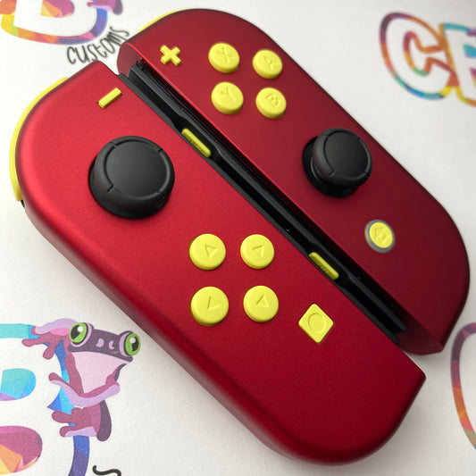 Vampire Red & Lemon Yellow buttons Buttons Nintendo Switch Joycons  - Custom Nintendo Switch Joycon Controllers