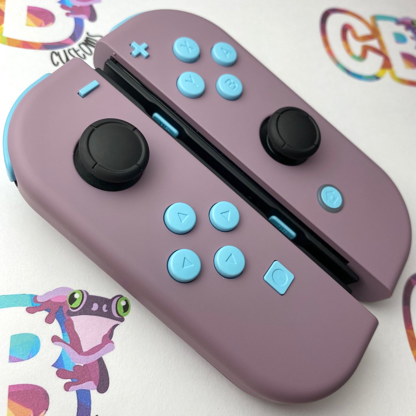 Gray Violet & Sky Blue Buttons Nintendo Switch Joycons - Custom Nintendo Switch Joycon Controllers