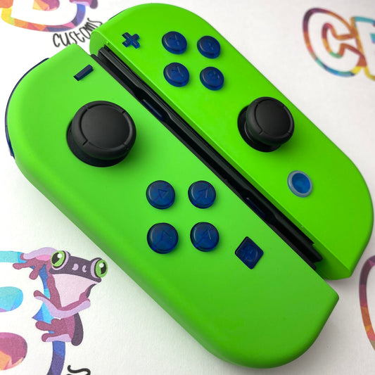 Apple Green & Clear Blue Buttons - Custom Nintendo Switch Joy-cons Controllers