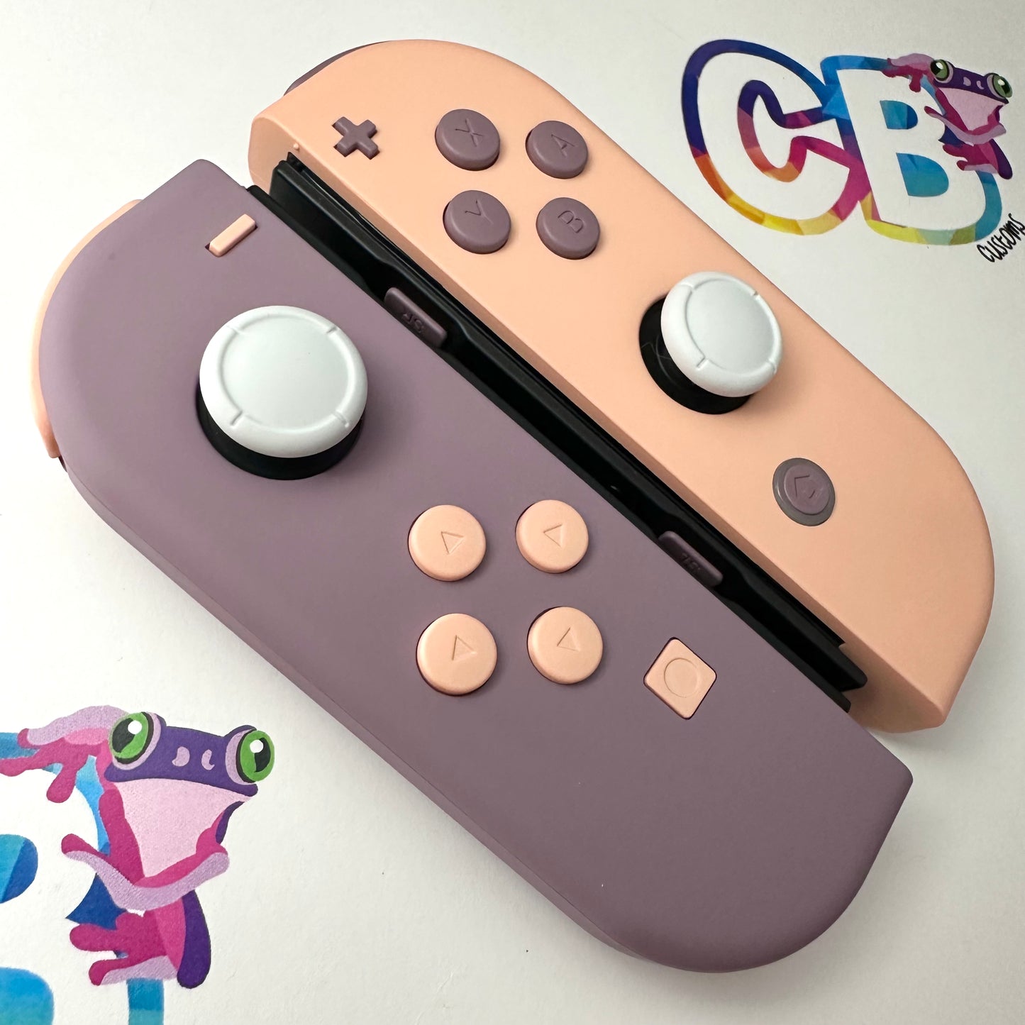 Gray Violet & Mandys Pink with opposite color buttons Nintendo Switch Joycons Buttons Nintendo Switch Joycons - Custom Nintendo Switch Joycon Controllers