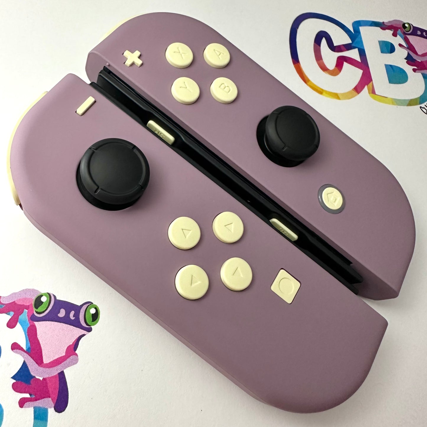 Gray Violet & Light Cream Buttons Nintendo Switch Joycons - Custom Nintendo Switch Joycon Controllers