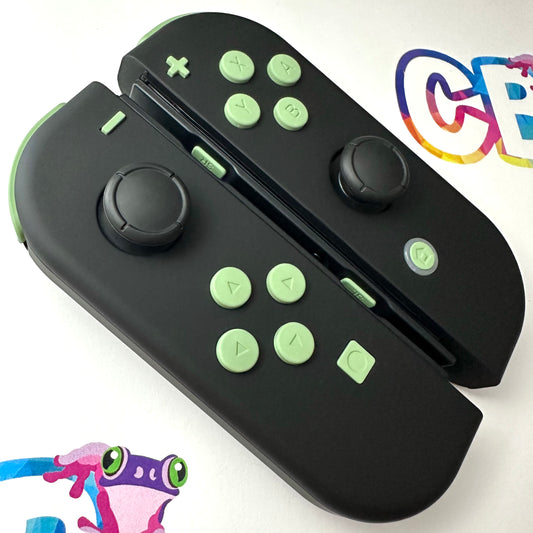Black & Matcha Green Buttons - Custom Nintendo Switch Joy-cons Controllers