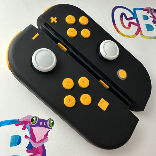 Black & Caution Yellow Buttons - Custom Nintendo Switch Joy-cons Controllers
