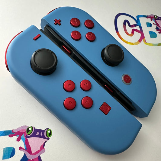 Airforce Blue & Vampire Red Buttons - Custom Nintendo Switch Joy-cons Controllers