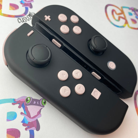 Black & Sakura Pink Buttons - Custom Nintendo Switch Joy-cons Controllers