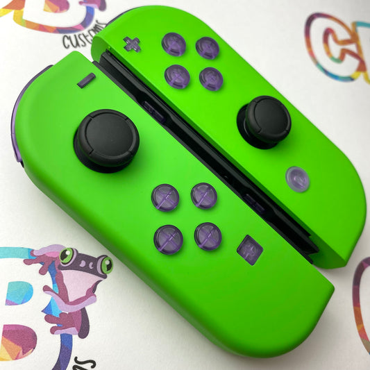 Apple Green & Clear Purple Buttons - Custom Nintendo Switch Joy-cons Controllers