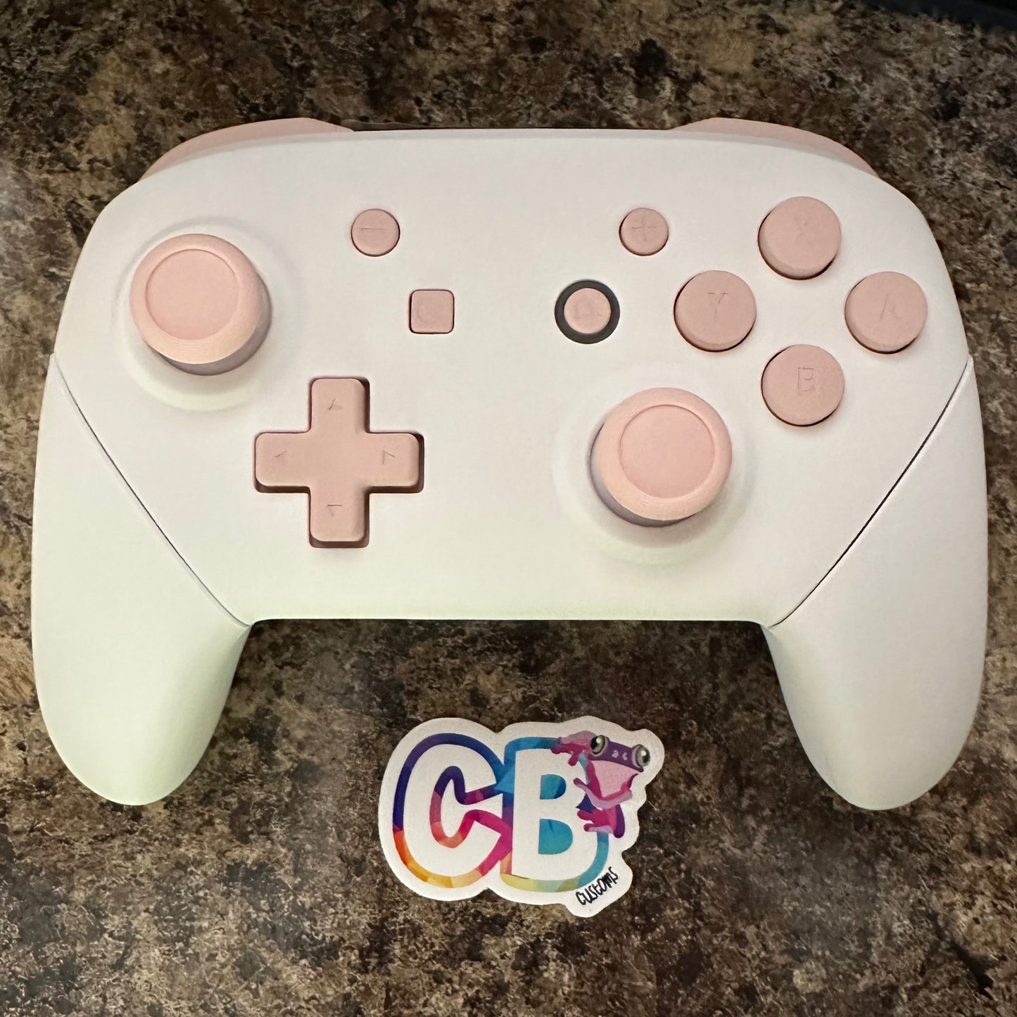 White & Sakura Pink Pro Controller - Custom Nintendo Switch Pro Controller