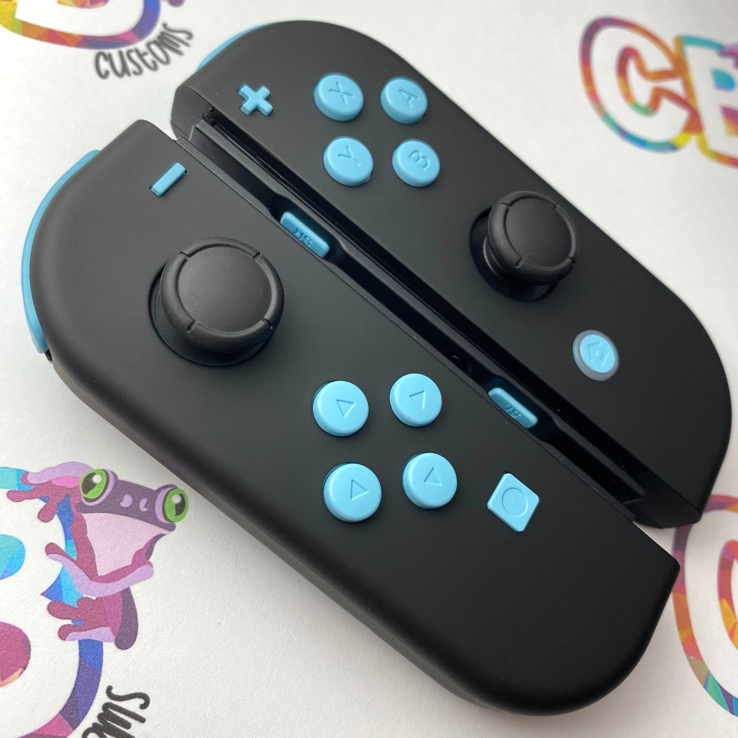 Black & Sky Blue Buttons - Custom Nintendo Switch Joy-cons Controllers
