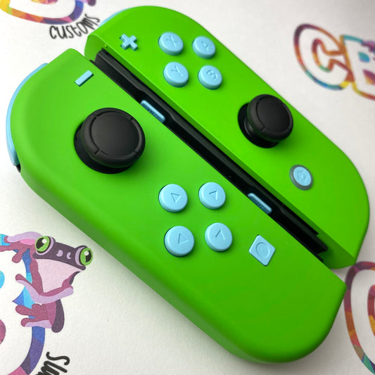 Apple Green & Sky Blue Buttons - Custom Nintendo Switch Joy-cons Controllers