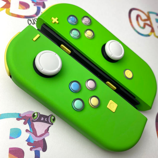 Apple Green & Lemon Yellow & Candy Hearts Buttons - Custom Nintendo Switch Joy-cons Controllers