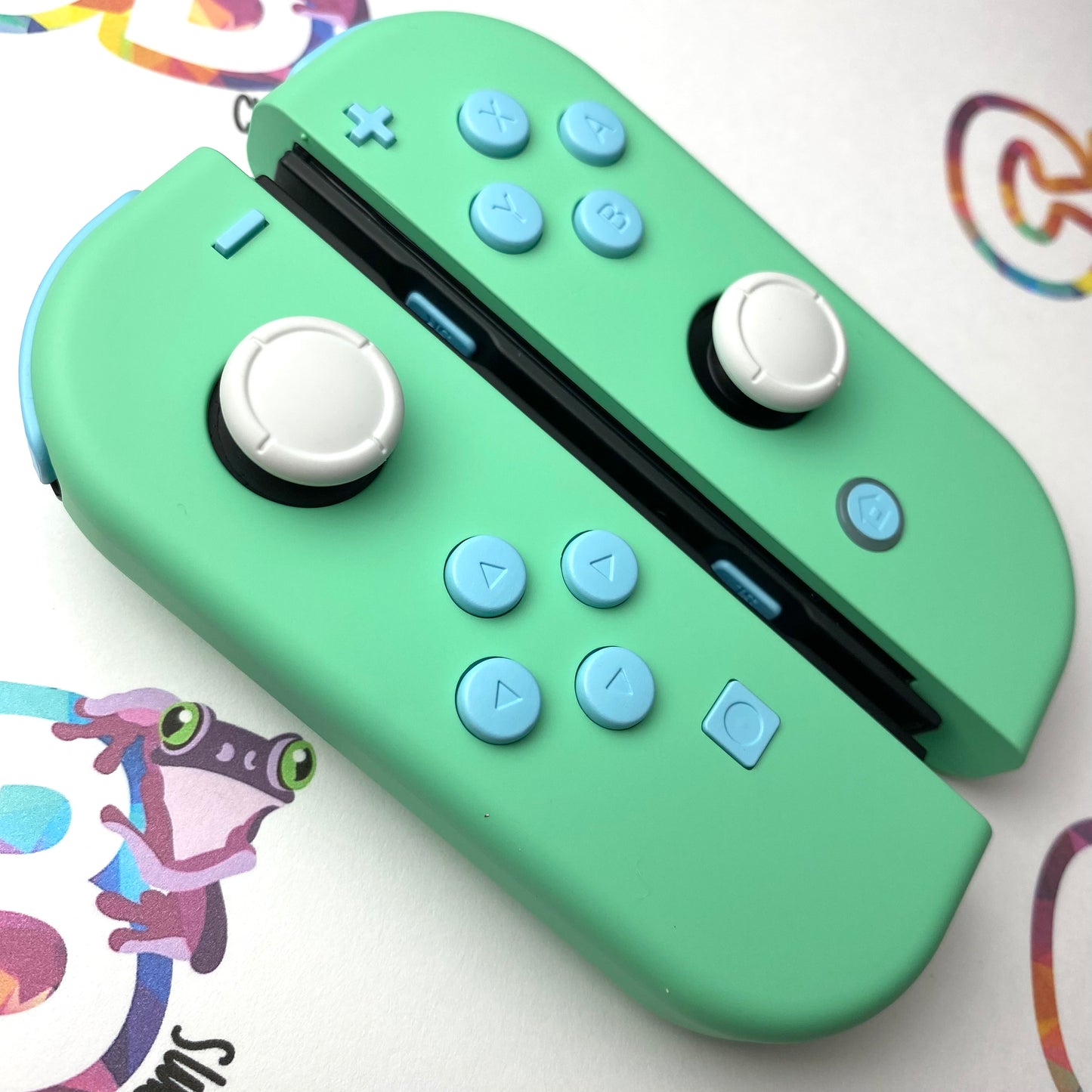 Mint Green & Sky Blue buttons Nintendo Switch Joycons Buttons Nintendo Switch Joycons - Custom Nintendo Switch Joycon Controllers