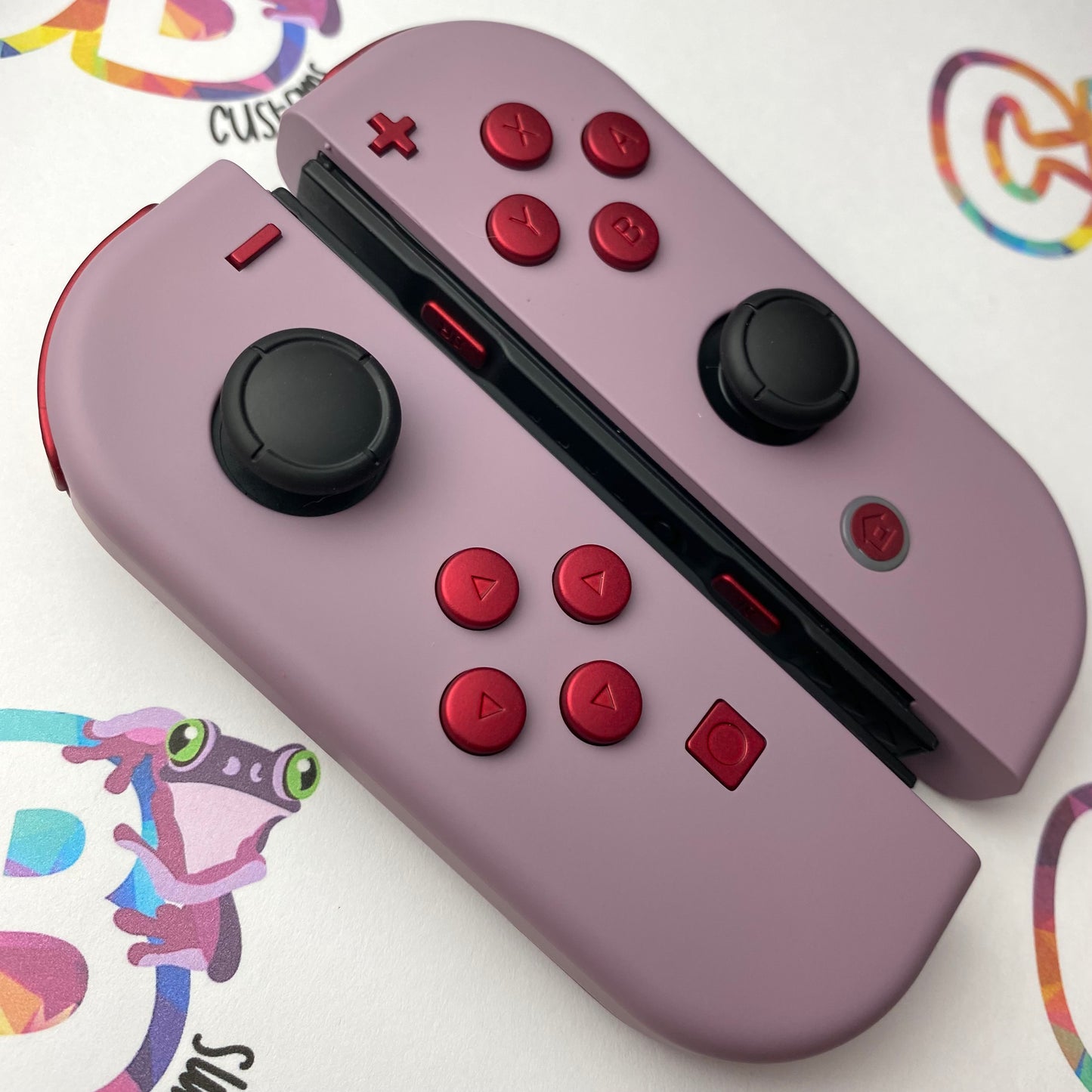 Gray Violet & Vampire Red Buttons Nintendo Switch Joycons - Custom Nintendo Switch Joycon Controllers