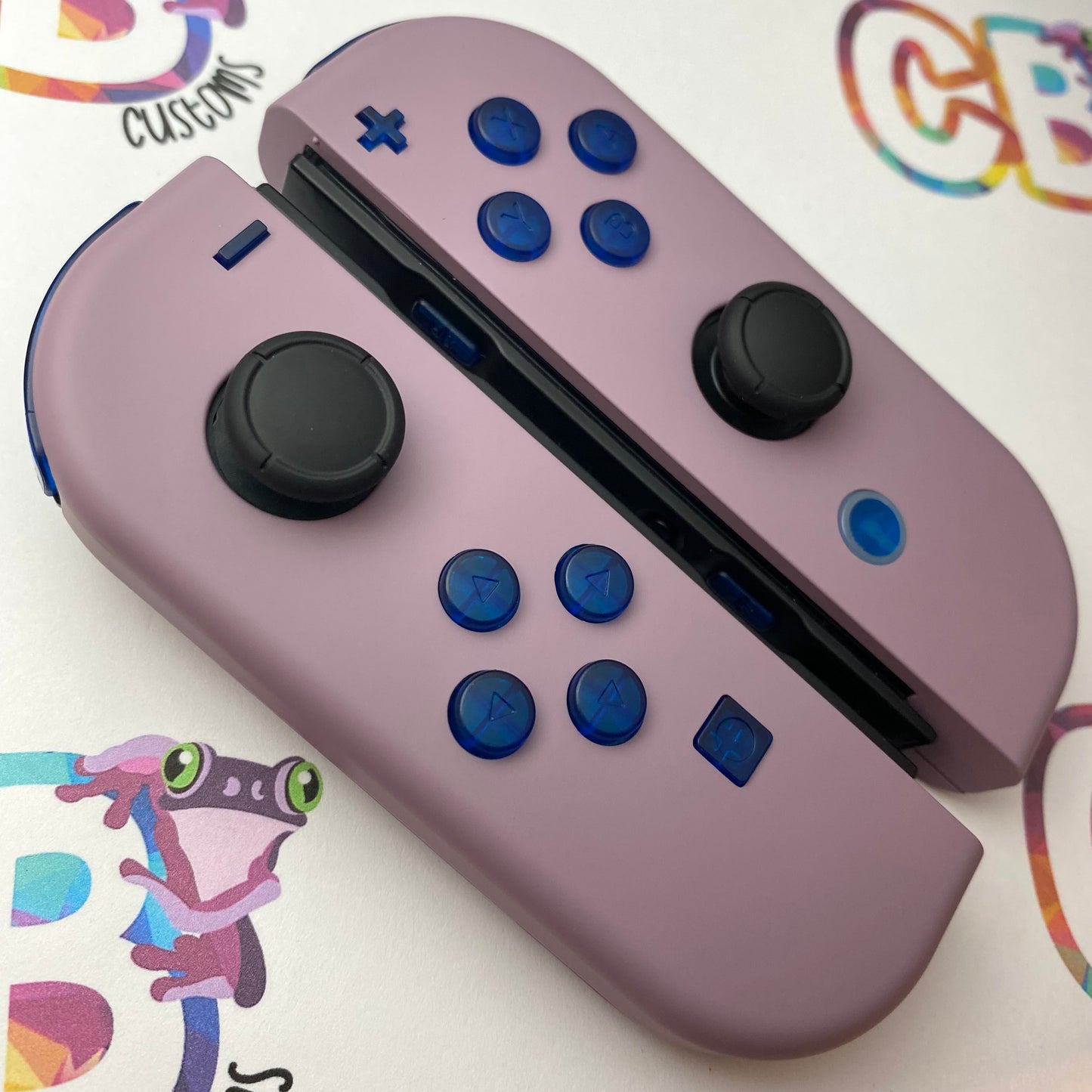 Gray Violet & Clear Blue Buttons Nintendo Switch Joycons - Custom Nintendo Switch Joycon Controllers