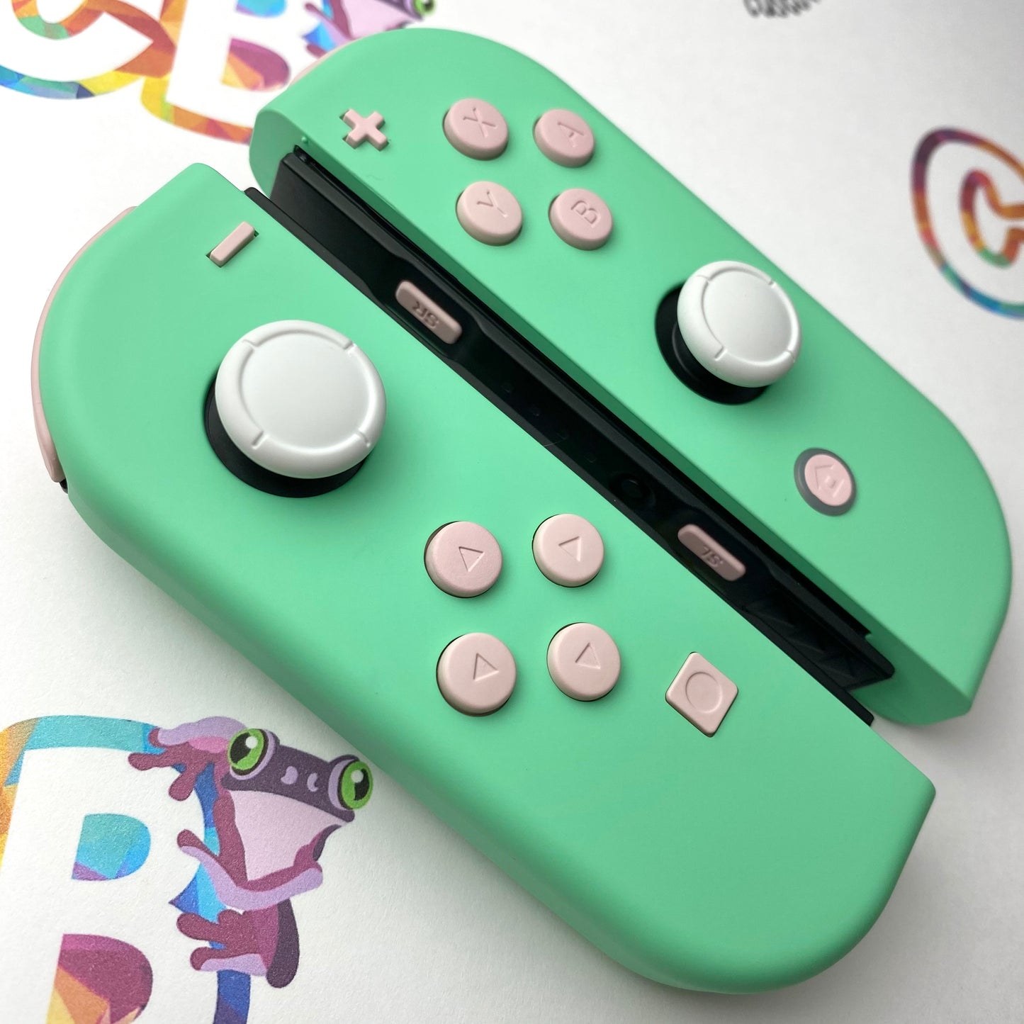 Mint Green & Sakura Pink buttons Nintendo Switch Joycons Buttons Nintendo Switch Joycons - Custom Nintendo Switch Joycon Controllers