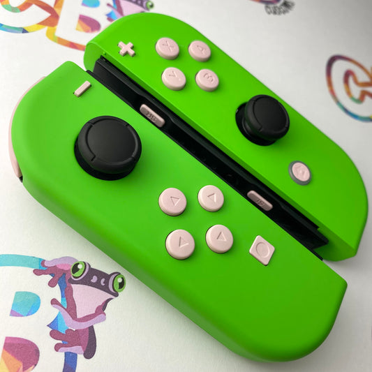 Apple Green & Sakura Pink Buttons - Custom Nintendo Switch Joy-cons Controllers