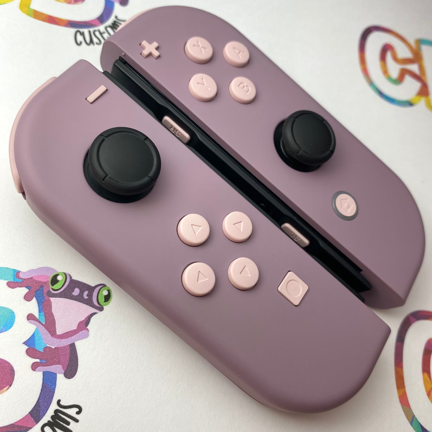 Gray Violet & Sakura Pink Buttons Nintendo Switch Joycons - Custom Nintendo Switch Joycon Controllers