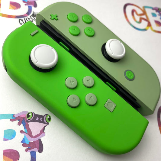 Apple Green & Matcha Green with opposite color buttons - Custom Nintendo Switch Joy-cons Controllers