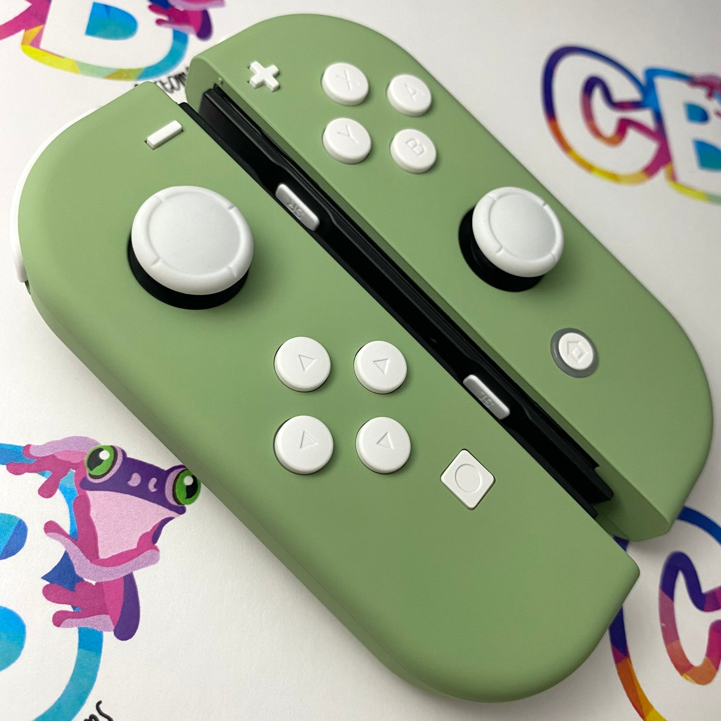 Matcha Green & White Buttons Buttons Joy-Cons - Custom Nintendo Switch Joycon Controllers