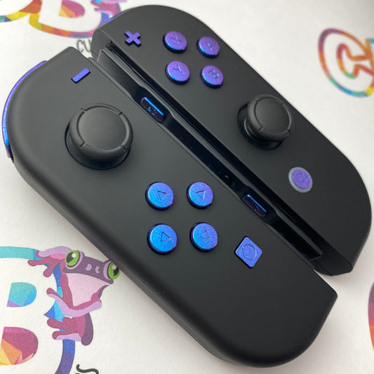 Black & Chameleon Blue Buttons - Custom Nintendo Switch Joy-cons Controllers