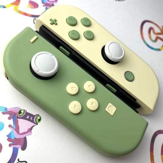 Light Cream & Matcha Green with opposite color buttons Nintendo Switch Joycons Buttons Nintendo Switch Joycons  - Custom Nintendo Switch Joycon Controllers