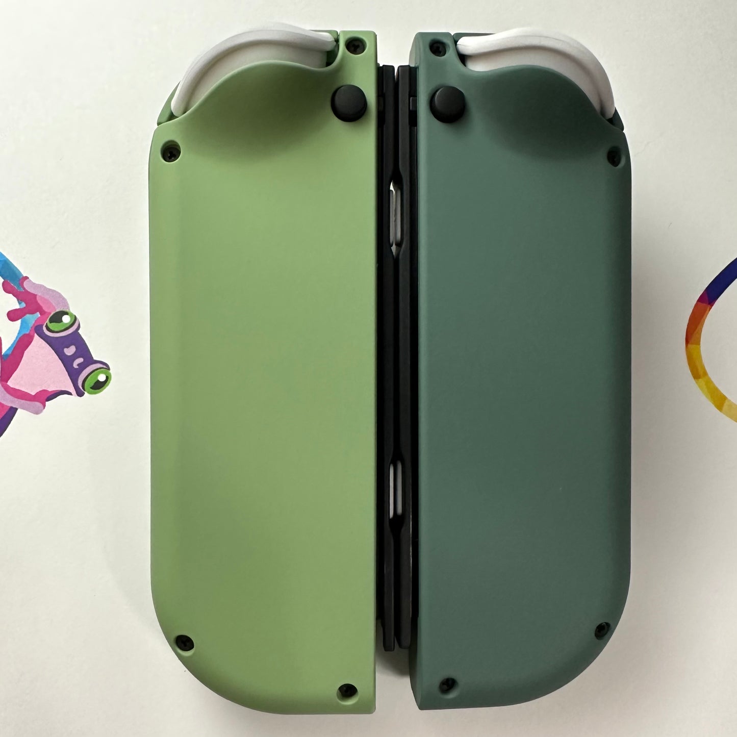 Matcha Green & Pine Green with white buttons Nintendo Switch Joycons Buttons Nintendo Switch Joycons - Custom Nintendo Switch Joycon Controllers