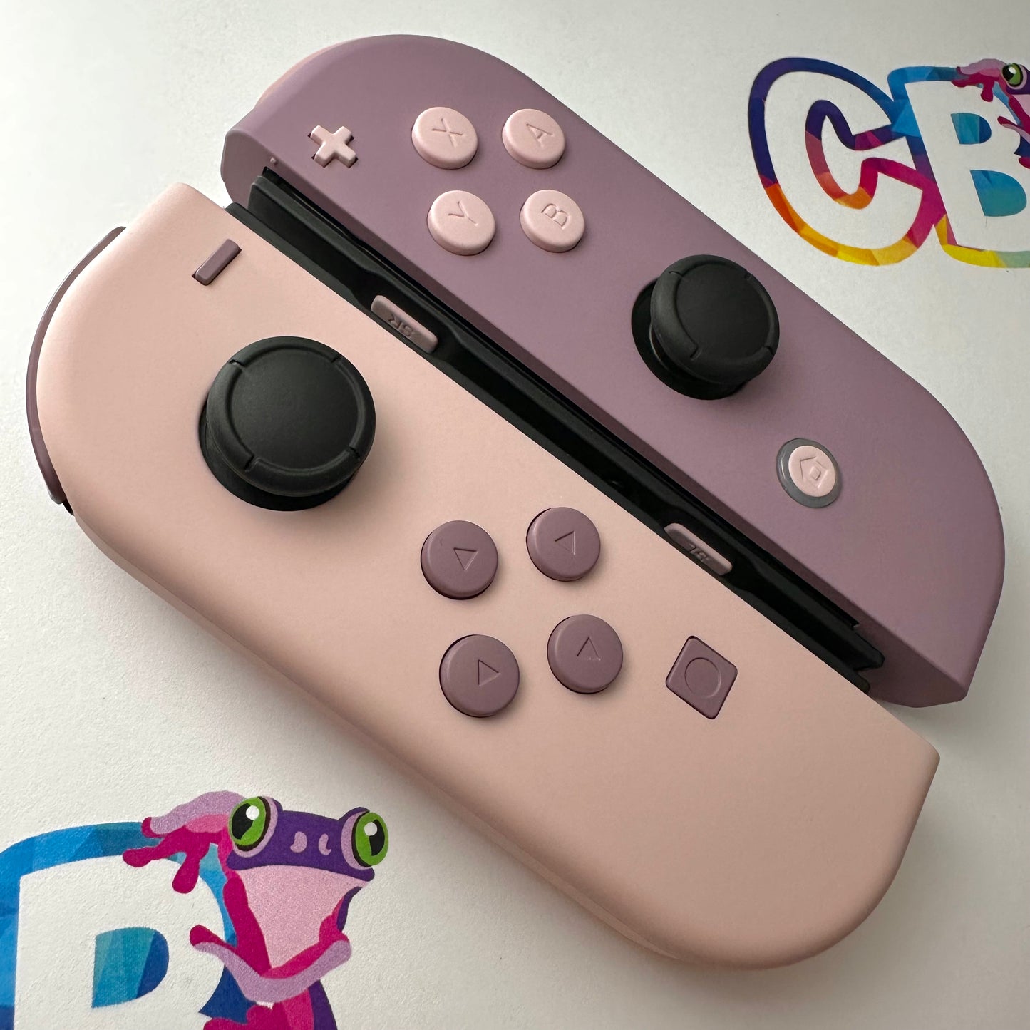 Gray Violet & Sakura Pink with opposite color buttons Nintendo Switch Joycons Buttons Nintendo Switch Joycons - Custom Nintendo Switch Joycon Controllers