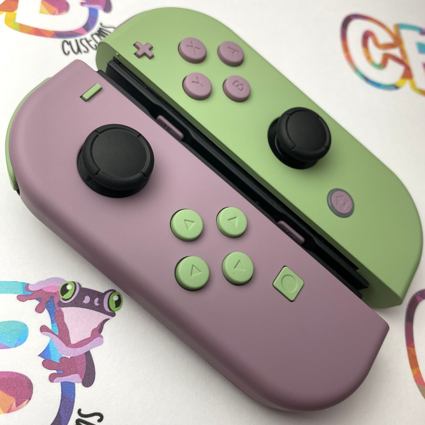 Gray Violet & Matcha Green with opposite color buttons Nintendo Switch Joycons Buttons Nintendo Switch Joycons - Custom Nintendo Switch Joycon Controllers