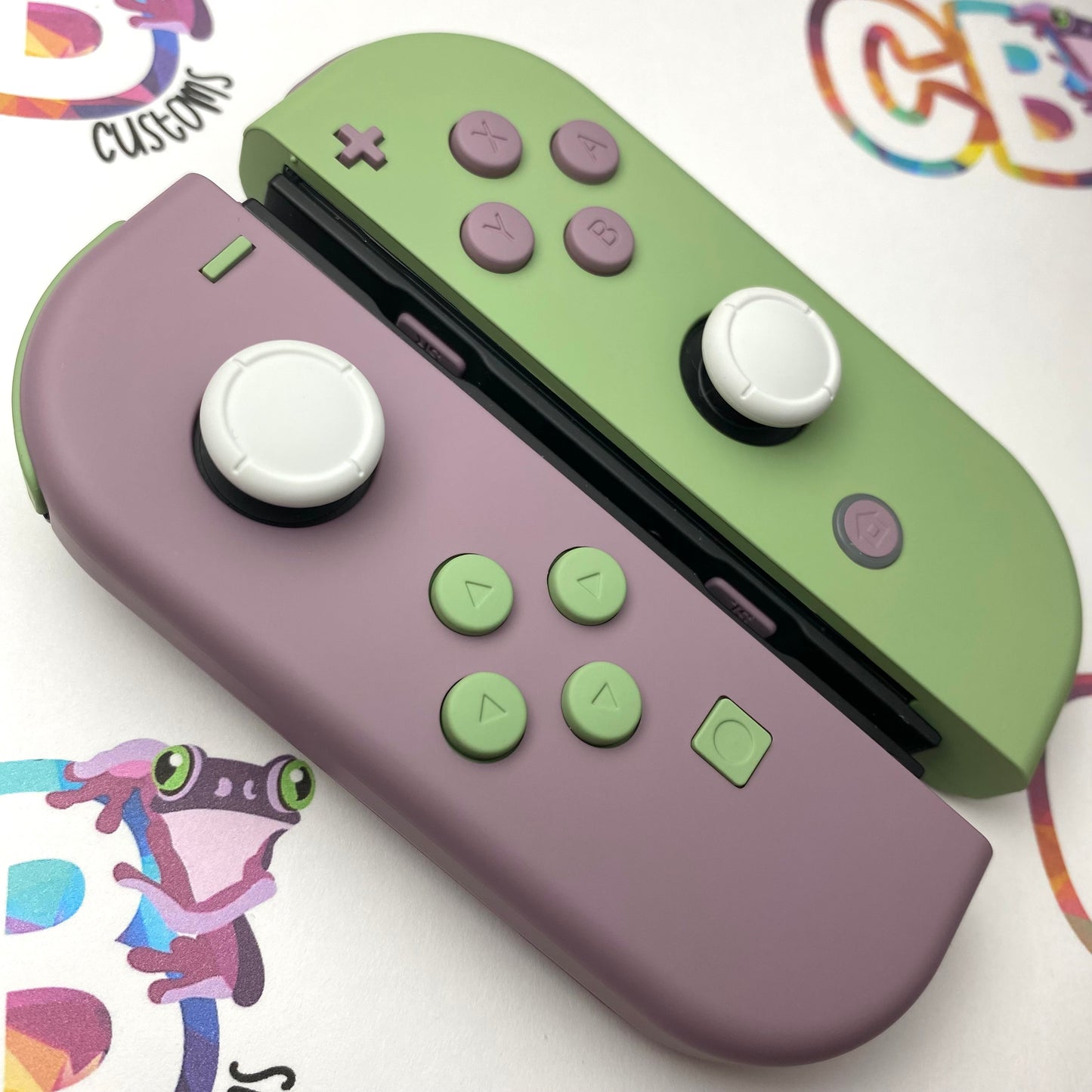 Gray Violet & Matcha Green with opposite color buttons Nintendo Switch Joycons Buttons Nintendo Switch Joycons - Custom Nintendo Switch Joycon Controllers