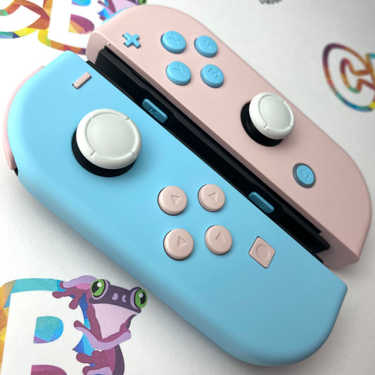 Sky Blue & Sakura Pink Nintendo Switch Joycons Buttons Nintendo Switch Joycons  - Custom Nintendo Switch Joycon Controllers