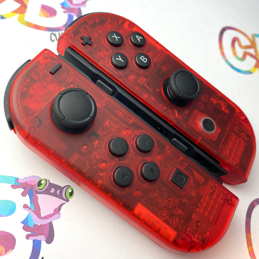 Clear Red Joy-Cons - Custom Nintendo Switch Joycon Controllers