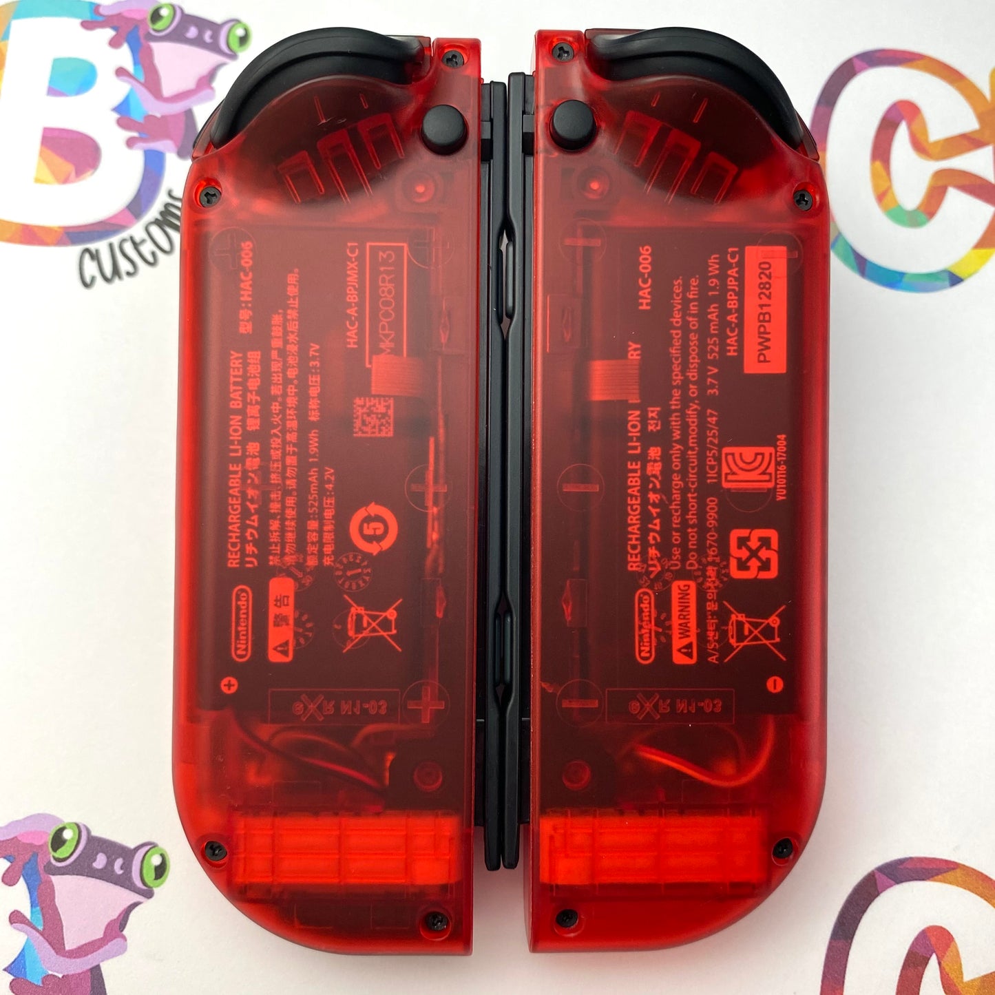 Clear Red Joy-Cons - Custom Nintendo Switch Joycon Controllers