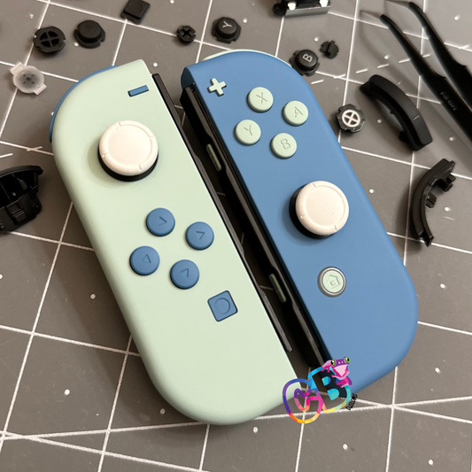 Airforce Blue & Light Cyan with opposite color buttons - Custom Nintendo Switch Joy-cons Controllers
