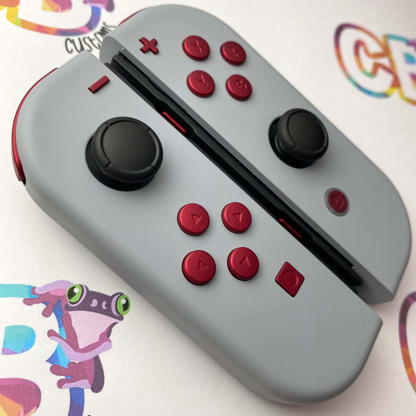 New Hope Gray & Vampire Red Buttons Nintendo Switch Joycons - Custom Nintendo Switch Joycon Controllers