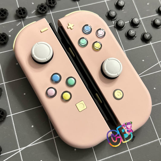 Sakura Pink & Light Cream Buttons & Candy Hearts Nintendo Switch Joycons - Custom Nintendo Switch Joycon Controllers