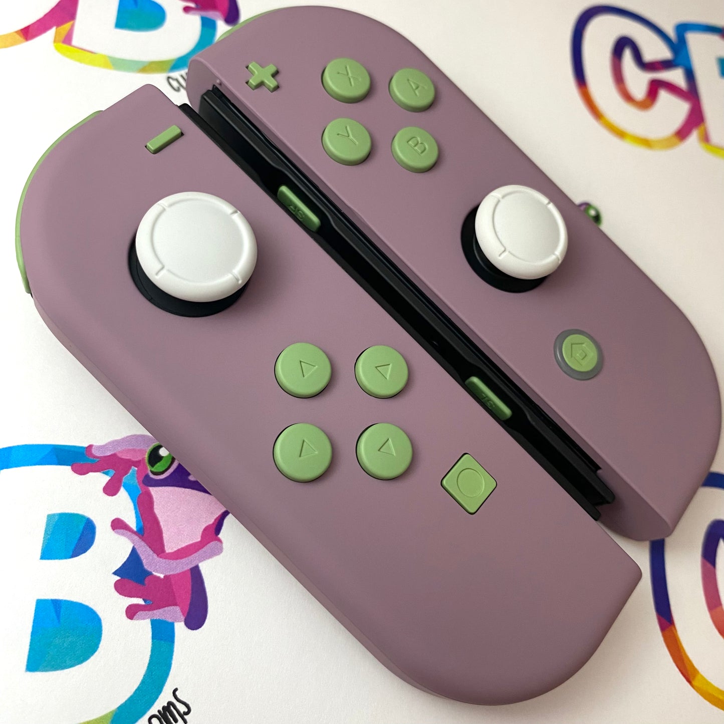 Gray Violet & Matcha Green buttons Nintendo Switch Joycons Buttons Nintendo Switch Joycons - Custom Nintendo Switch Joycon Controllers