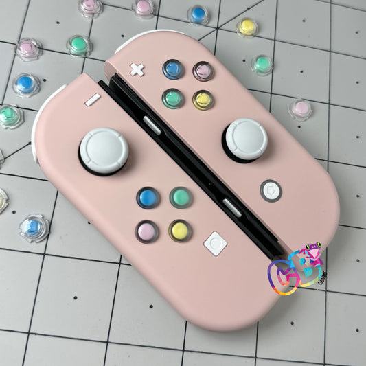 Sakura Pink & White Buttons & Candy Hearts Nintendo Switch Joycons - Custom Nintendo Switch Joycon Controllers