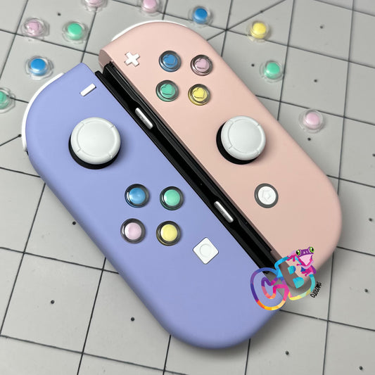 Sakura Pink & Violet & White Buttons & Candy Hearts Nintendo Switch Joycons - Custom Nintendo Switch Joycon Controllers
