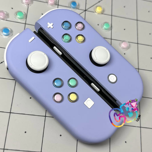 Violet & White Buttons & Candy Hearts Nintendo Switch Joycons - Custom Nintendo Switch Joycon Controllers