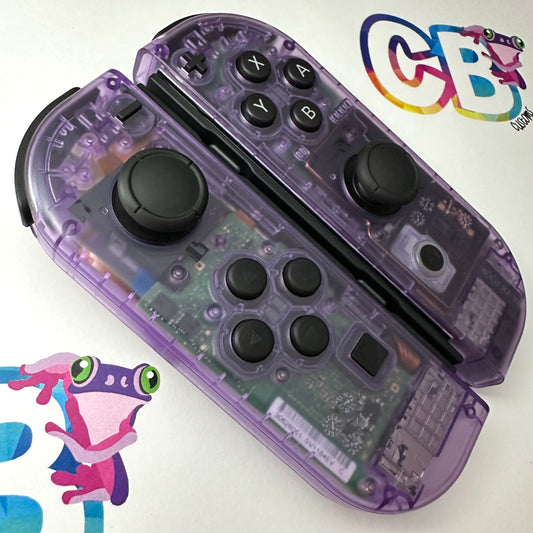Clear Atomic Purple Joy-Cons - Custom Nintendo Switch Joycon Controllers