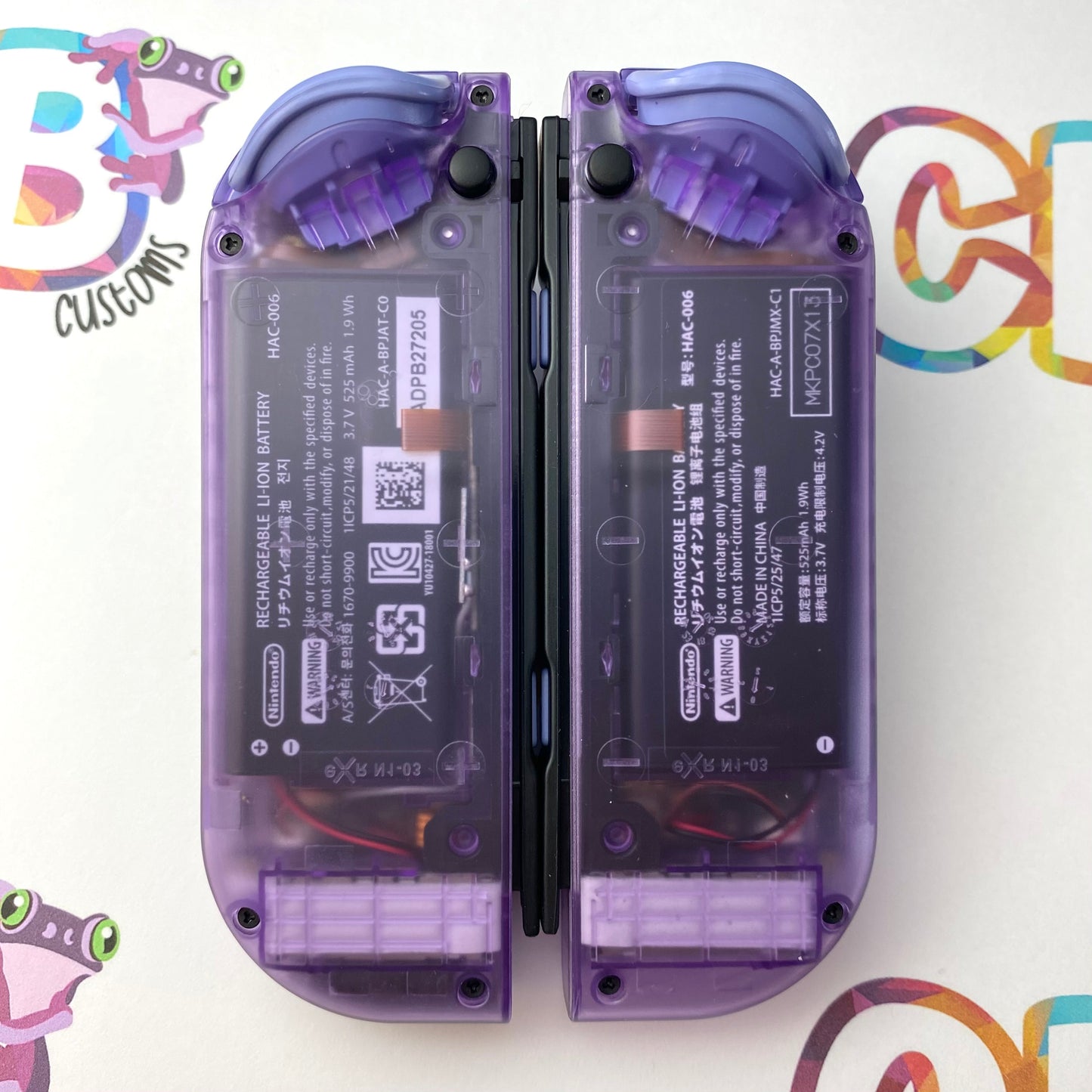 Clear Atomic Purple & Violet Buttons Joy-Cons - Custom Nintendo Switch Joycon Controllers
