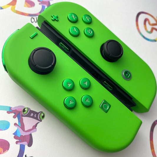 Apple Green & Chrome Green Buttons - Custom Nintendo Switch Joy-cons Controllers