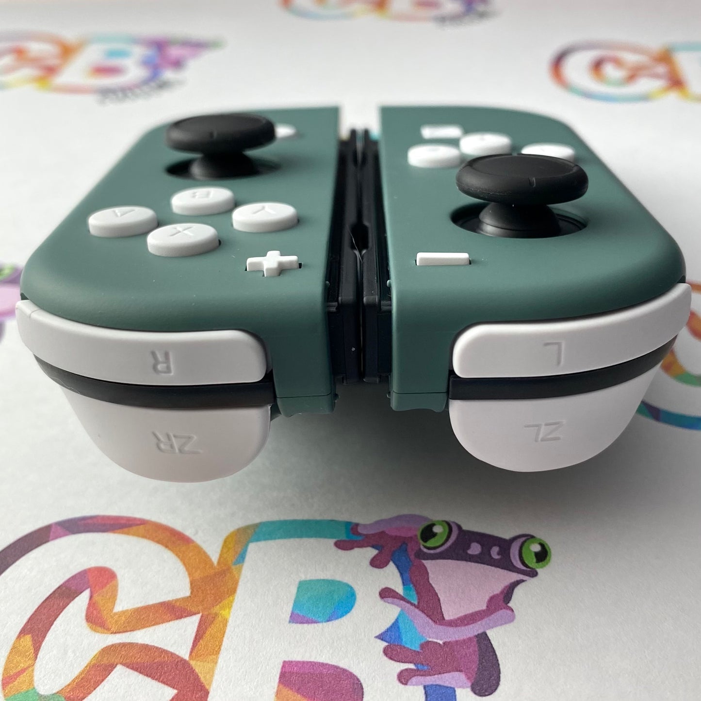 Pine Green & White Buttons Nintendo Switch Joycons - Custom Nintendo Switch Joycon Controllers