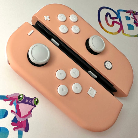Mandys Pink & White Buttons  Joy-Cons - Custom Nintendo Switch Joycon Controllers